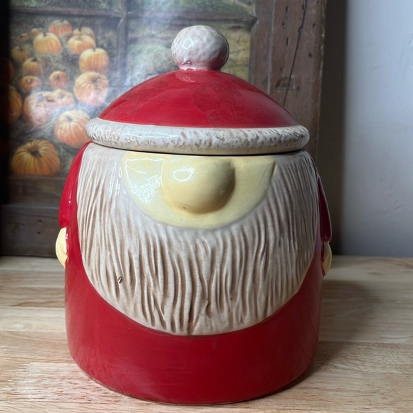 New santa Gnome Cookie Jar Lid Canister Container Red 8.5” - Picture 1 of 15